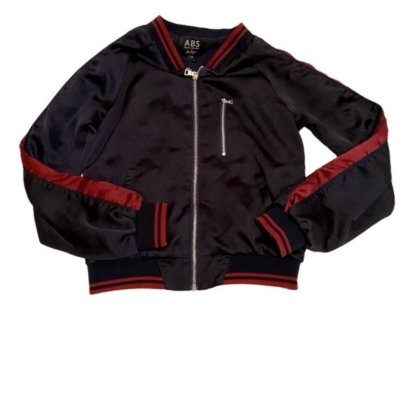 NAVY and maroon nylon varsity jacket size small - Picture 1 of 4